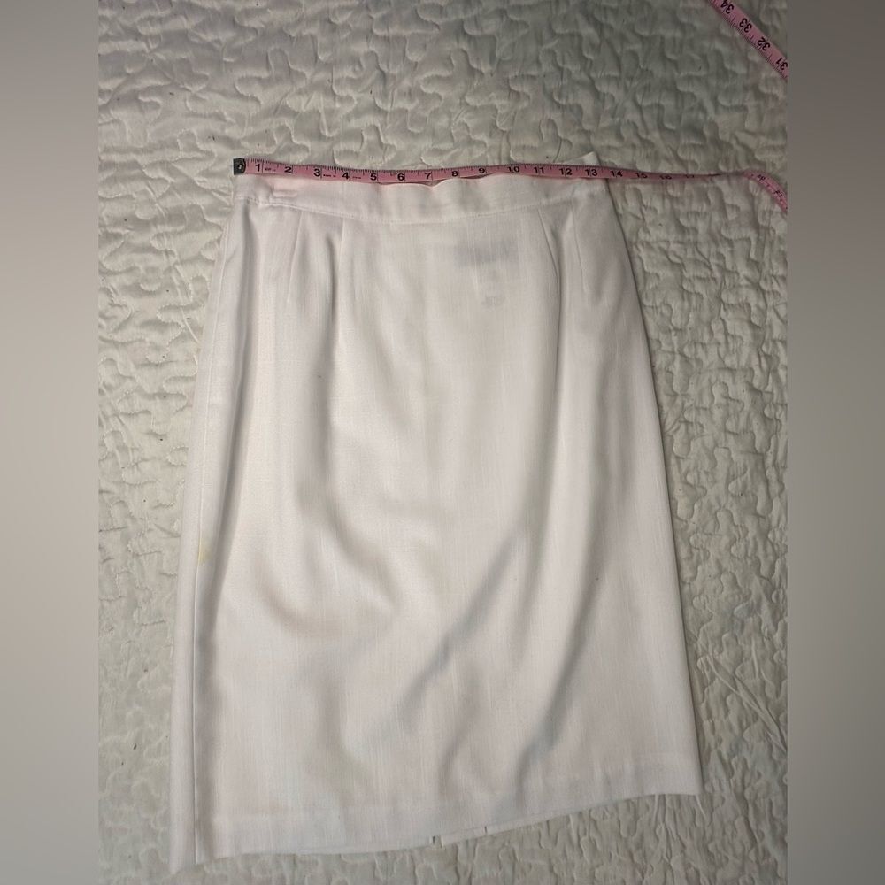 Vintage 90s Block Island Petites White Pencil Skirt High Waist Minimalist 12P - Picture 10 of 12